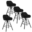 Set van 4 luxe velvet barkrukken van BukkitBow met rugleuning, armleuning, patroon, voetensteun en 360 graden draaibaarheid.
