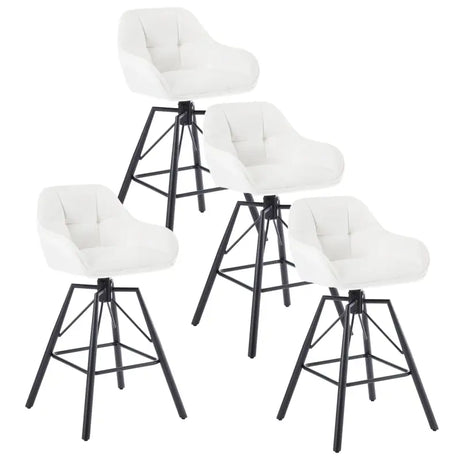 Set van 4 luxe barkrukken van BukkitBow met velvet bekleding, rugleuning, armleuning, voetensteun en 360 graden draaibaar ontwerp.