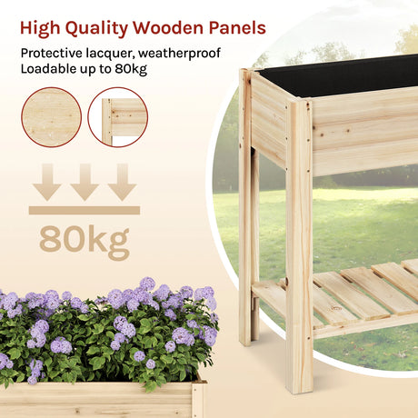 BukkitBow houten kweektafel met legplank, weerbestendig sparrenhout, mobiel moestuintje voor tuinieren en plantenverzorging