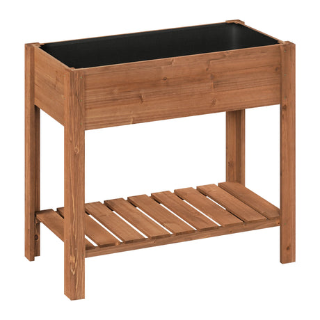 BukkitBow houten kweektafel met legplank, weerbestendig sparrenhout, mobiel moestuintje voor tuinieren en plantverzorging