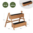 Houten plantenbak van BukkitBow met meerdere niveaus, trappen en moestuinruimte voor tuinplanten en bloemen.