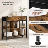 Industrieel houten boekenkast van BukkitBow met 6 open vakken en 2 laden, houtlook, stevig en stijlvol design.