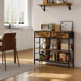 Industrieel houten boekenkast BukkitBow met 6 vakken en 2 lades, houtlook, stevig en functioneel design.