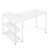 Industrieel hoekbureau BukkitBow met 2 opbergruimtes en 120x74cm afmetingen, compact design voor thuis of kantoor.