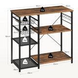 Industrieel keukenrek van BukkitBow met draadmandjes, 5 haken en metalen frame voor keukengerei en accessoires.