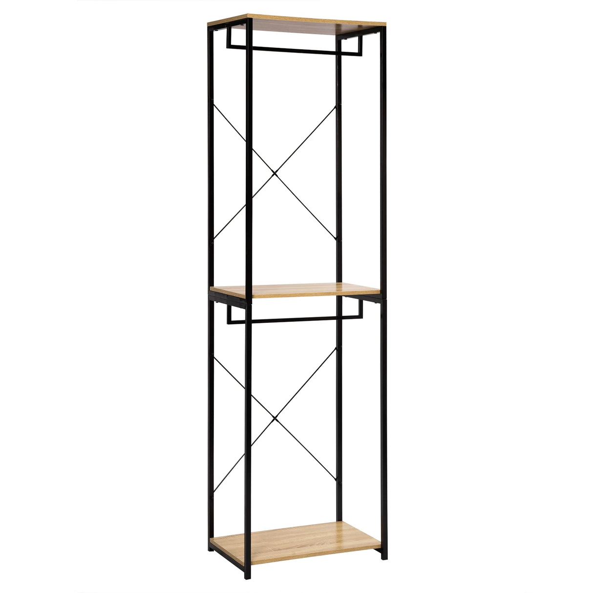 BukkitBow - Industrieel Kledingrek met 2 Roedes en Legplanken - 213 cm Hoog