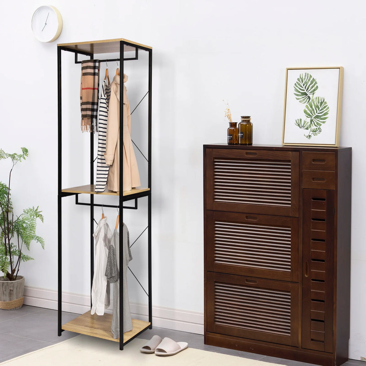 BukkitBow - Industrieel Kledingrek met 2 Roedes en Legplanken - 213 cm Hoog