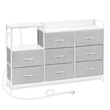 Industriële BukkitBow commode met 8 laden en ingebouwd stopcontact, geschikt als dressoir in moderne interieurs