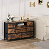 Industriële BukkitBow commode met 8 laden, stopcontacten en LED-verlichting, modern dressoir voor in huis of kantoor