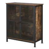 BukkitBow industrieel dressoir met staal en hout, ruime opbergruimte, 70x30x80cm, eenvoudig te monteren, modern meubelstuk