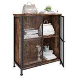 Industriële BukkitBow dressoir van staal en hout, 70x30x80cm met ruime opbergruimte en eenvoudig te monteren.