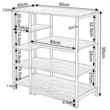 BukkitBow industriële keukentrolley met milieuvriendelijk materiaal, multifunctioneel design en grote capaciteit van 90x40x95cm.