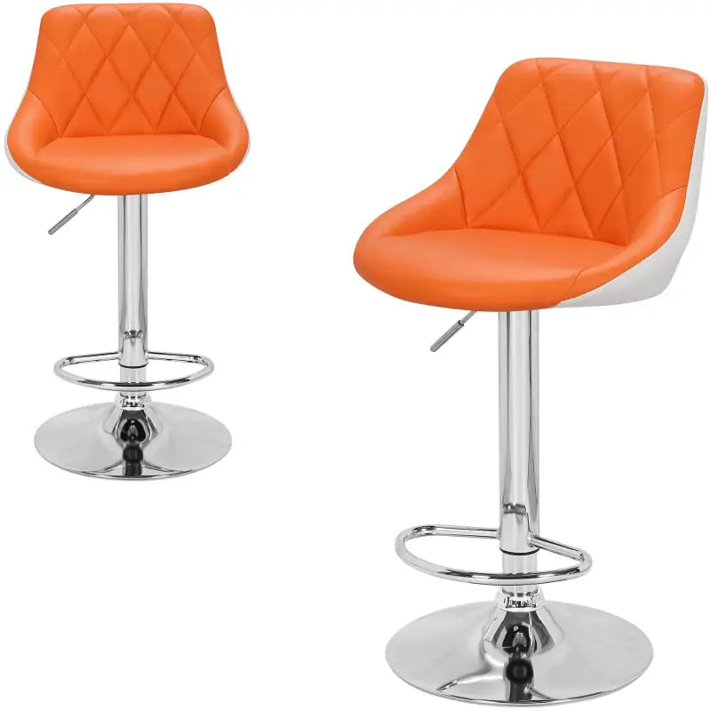 Industriële set van 2 BukkitBow barkrukken met rugleuning, verstelbare zithoogte 60-82cm en voetsteun, zwarte metalen frame.