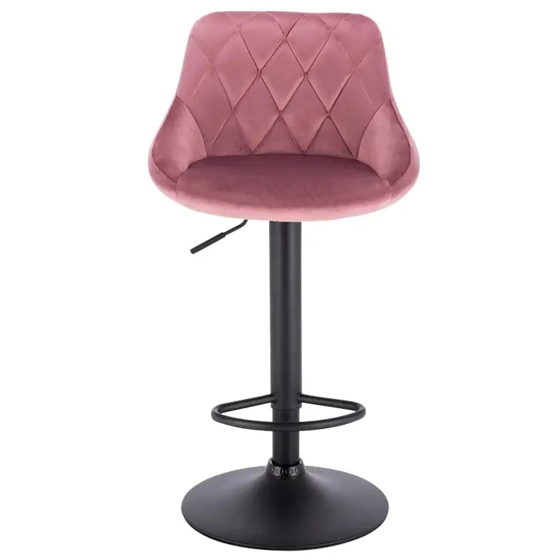 Industriële velvet barkruk van BukkitBow met rugleuning en verstelbare zithoogte van 60-82 cm, in stijlvolle velvet afwerking.