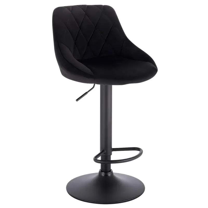 Industriële velvet barkruk van BukkitBow met rugleuning en verstelbare zithoogte van 60-82cm, comfortabele en stijlvolle zitoptie.