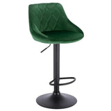 Industriële velvet barkruk van BukkitBow met rugleuning en verstelbare zithoogte van 60-82 cm, zacht en stijlvol ontwerp.