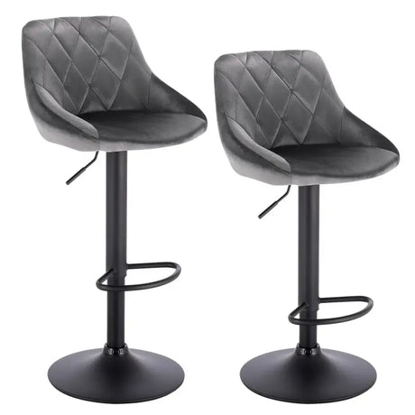 Set van 2 BukkitBow industriële velvet barkrukken met rugleuning en verstelbare zithoogte, 60-82 cm, stijlvolle zitopties.