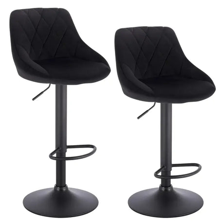 Set van 2 BukkitBow industriële velvet barkrukken met rugleuning en verstelbare zithoogte, 60-82 cm, stijlvolle en comfortabele barkrukken