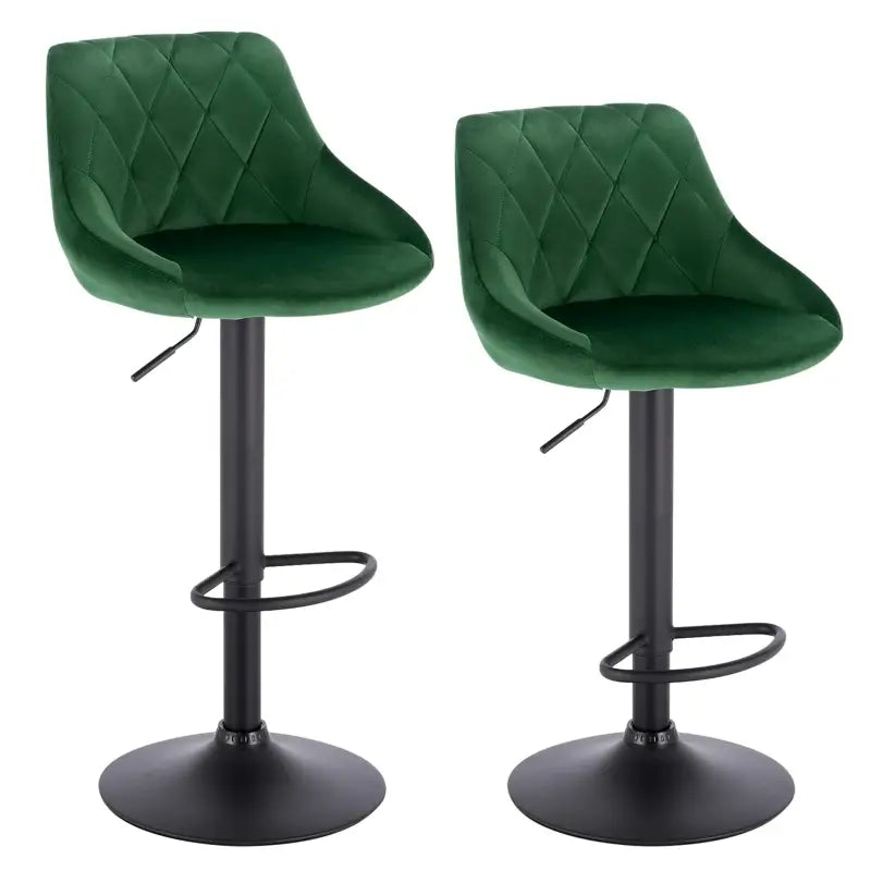Set van 2 BukkitBow industriële velvet barkrukken met rugleuning en verstelbare zithoogte, 60-82 cm, stijlvolle en comfortabele stoelen.