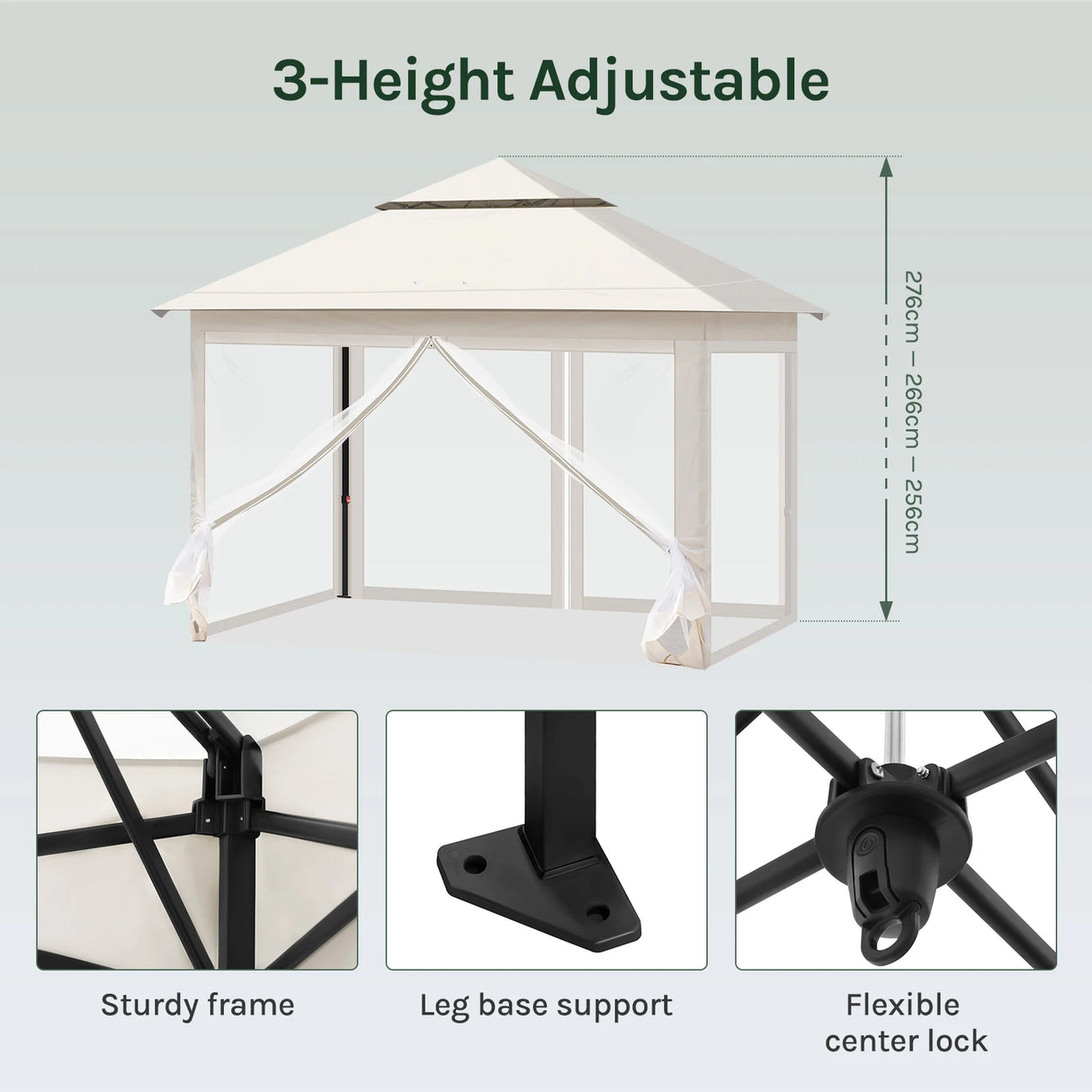 Inklapbare BukkitBow partytent 3x3m met dubbel dak en muggennet, geschikt voor buitenfeest of evenementen