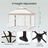 Inklapbare BukkitBow partytent 3x3m met dubbel dak en muggennet, geschikt voor buitenfeest of evenementen