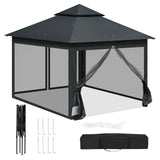 Inklapbare BukkitBow partytent 3x3m met dubbel dak en muggennet, geschikt voor buitenfeest of evenement