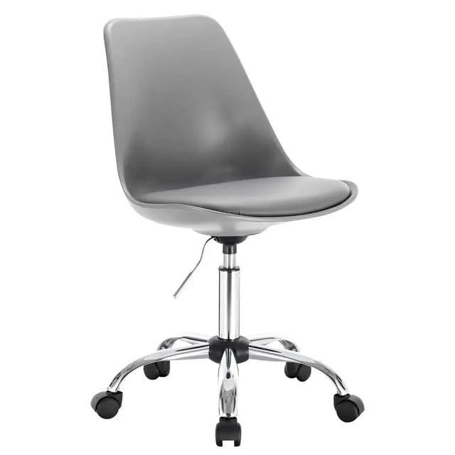 BukkitBow draaibare kantoorstoel met faux leren en fluwelen bekleding, stalen basis, verstelbare zithoogte 48,5-60,5 cm.