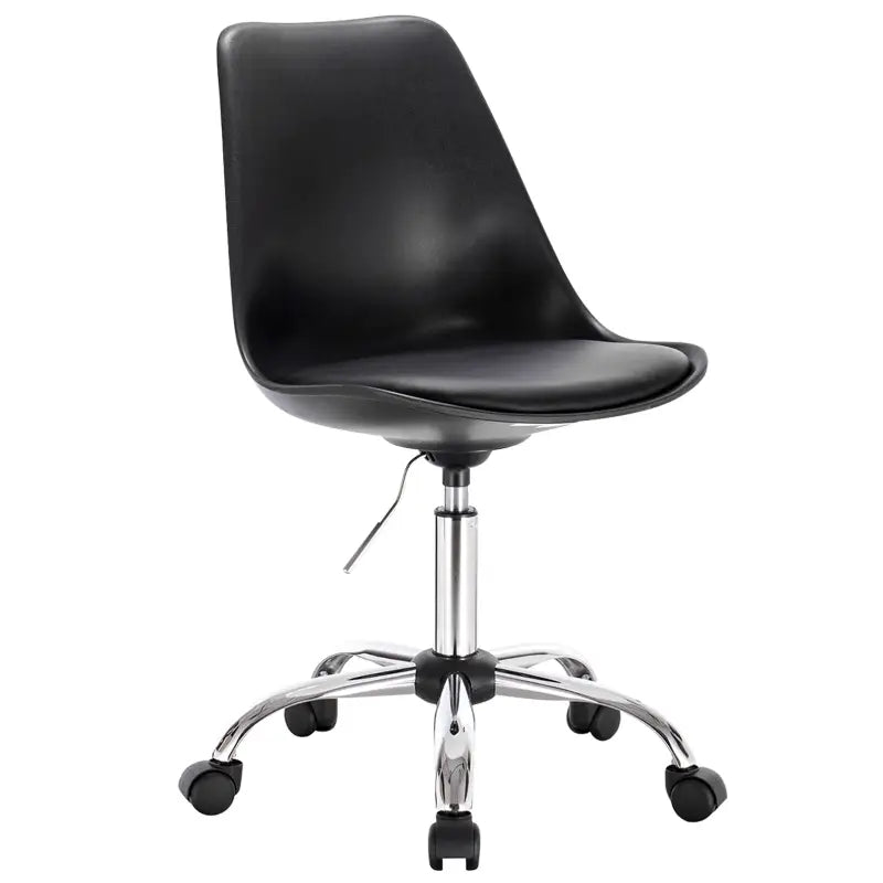 BukkitBow bureaustoel met draaibare zitting, verstelbare hoogte, faux leren en fluwelen bekleding, stalen basis, zithoogte 48,5-60,5 cm