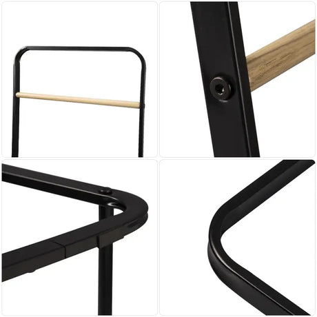 BukkitBow kledingrek met eiken rail en stevig frame, ruimtebesparend en eenvoudig te installeren, 40x40x140 cm, modern design.