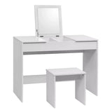 BukkitBow kaptafel met kruk, ingebouwde inklapbare spiegel en opbergruimte, stijlvolle en praktische make-up tafel