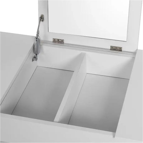 BukkitBow kaptafel met kruk, inklapbare spiegel en opbergruimte, elegante meubel voor make-up en stijl.