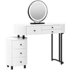 BukkitBow kaptafel met LED-verlichting, draaibare spiegel, 3 lichtkleuren en zijkast, make-uptafel voor slaapkamer
