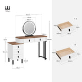 BukkitBow kaptafel met LED-verlichting, draaibare spiegel, verstelbare zijkast en make-uptafel voor slaapkamer.