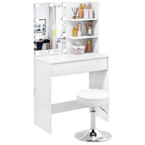 BukkitBow Kaptafel set met verstelbare kruk, LED-verlichting en spiegel, ideaal voor make-up en haarstyling.