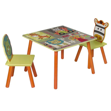 BukkitBow kinder tafel en stoelen set met twee stevige, veilige stoelen en tafel van 60x60x44 cm, geschikt voor kinderen