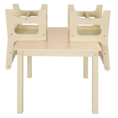 BukkitBow kinder tafel met 2 stoelen set, multifunctioneel MDF, compact 60x60x55cm, geschikt voor kinderen, stevig en praktisch