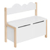 Wit houten kinderbankje van BukkitBow met opbergruimte, 60 cm breed, geschikt als zitbank en speelgoedkist voor kinderen