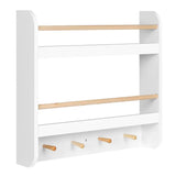 Kinderboekenplank van BukkitBow met 2 planken, 4 haken en wandmontage, gemaakt van MDF en grenenhout, 60x55x12cm