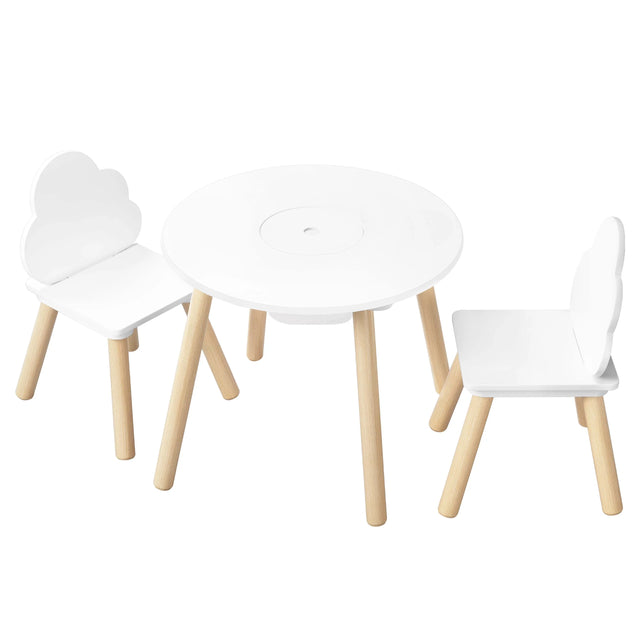 Witte kindertafel met 2 stoeltjes van BukkitBow, wolk ontwerp, perfect voor peuters en kleuters, speeltafel voor jonge kinderen