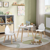 Witte BukkitBow kindertafel met 2 stoeltjes in wolk ontwerp, geschikt voor peuters en kleuters, leuke speeltafel voor kinderen