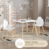 Witte kindertafel met 2 stoeltjes van BukkitBow, wolkendesign, perfect voor peuters en kleuters, speeltafel met vrolijk motif.