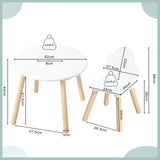 BukkitBow kindertafel met 2 bijpassende stoeltjes, wit met wolk ontwerp, geschikt voor peuters en kleuters, speeltafel voor kinderen