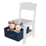 BukkitBow kinder tafel met stoelen, omkeerbare tafelblad en opbergmanden, dubbelzijdig bord, afmeting 60x60x48cm, kindermobielset.