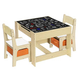 BukkitBow kindertafel met stoelen en opbergmanden, duurzaam en veilig ontwerp, afmetingen 60x60x48 cm, kindermeubelset.
