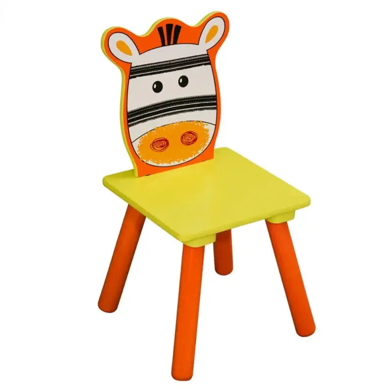 BukkitBow kindertafel met dierenpatroon en bijpassende stoelen, ideaal voor spelen en creatieve activiteiten, afmetingen 60x60x44cm