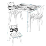 BukkitBow roze kindertafel met bijpassende stoelen, 60x44x60cm, geschikt voor spelen en leren in kinderkamer of speelruimte.
