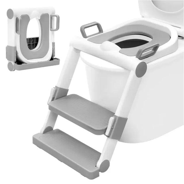 BukkitBow kindertoilet met trap en verstelbare hoogte, toiletbril geschikt voor kinderen, gemakkelijk in gebruik en comfortabel.