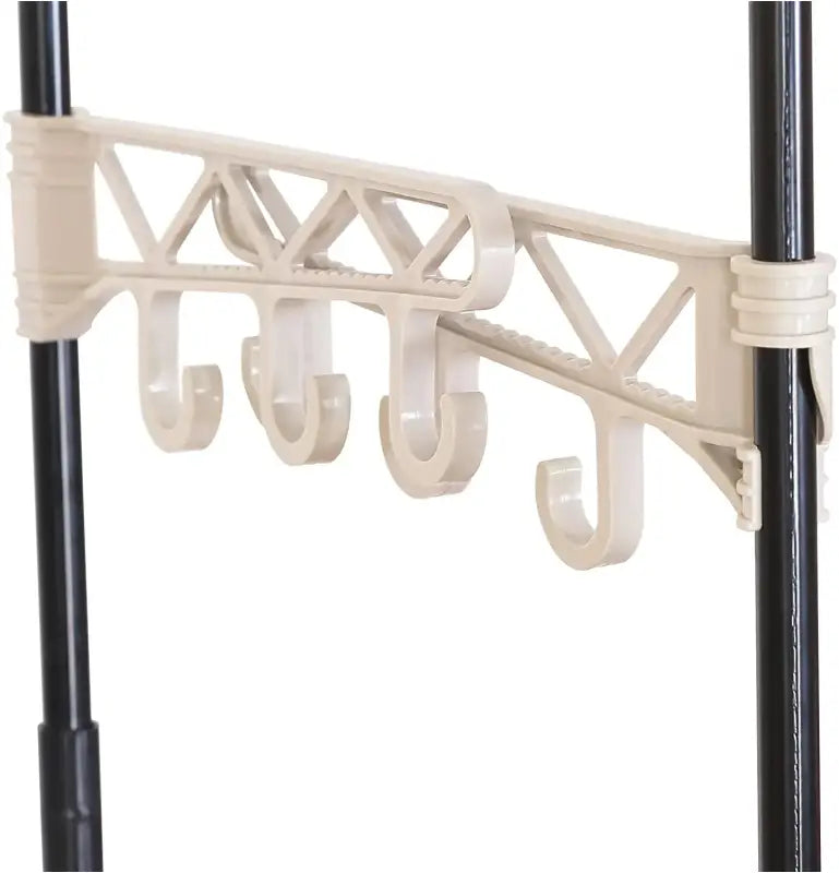 BukkitBow kledingrek met afneembare zijarmen, 2 opbergplanken, kunststof en stalen buis, 175cm hoog, maximale belasting 16kg.