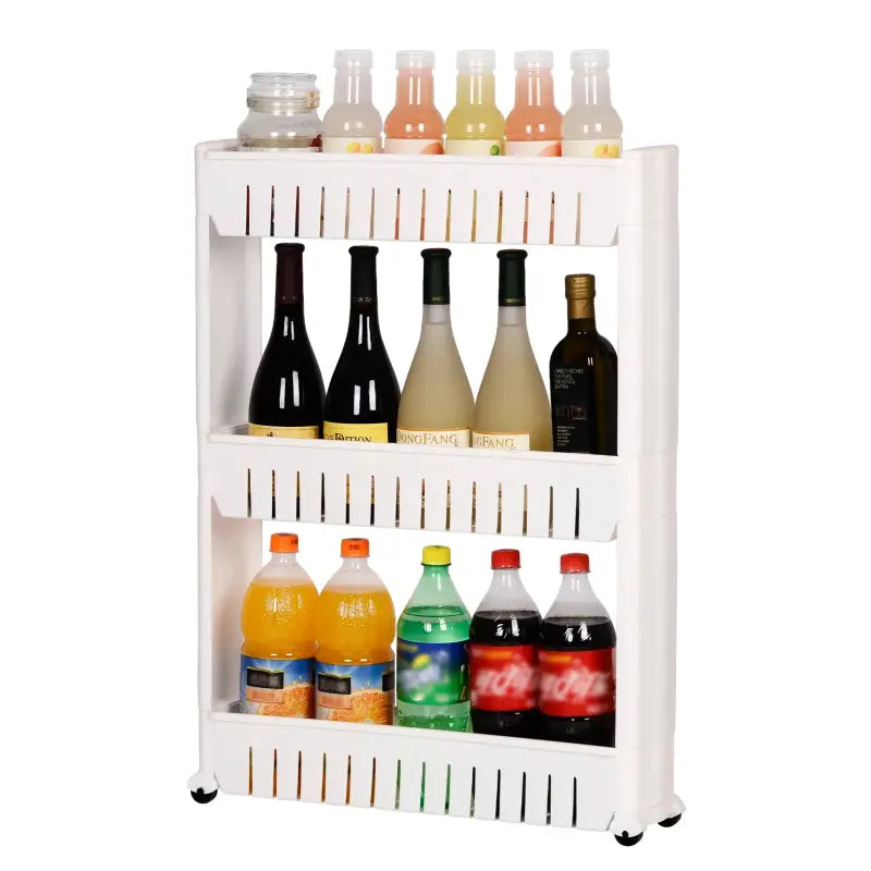 BukkitBow kleine keukenwagen met 3 lagen, smal rek op wielen voor keuken, woonkamer of badkamer, compacte keukenkast.