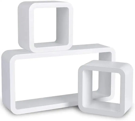 Set van 3 BukkitBow kubus wandplanken, kinderkamer boekenplanken, houten decor voor muur, praktische opbergruimte